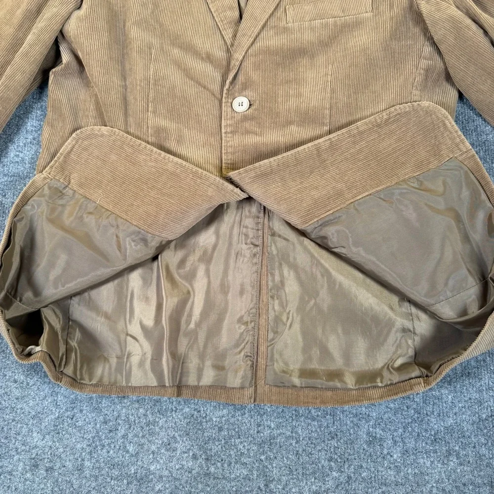 Pop Icon Mens Tan Brown Corduroy Blazer Two Button Sport Coat Jacket Size M
